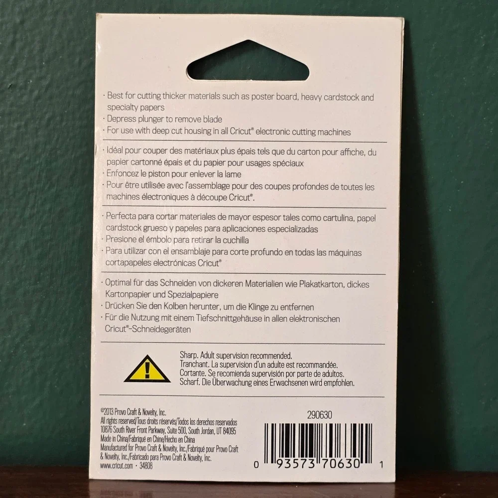 Cricut Deep Cut Blade 290630 Replacement for Thicker Materials New Carded
